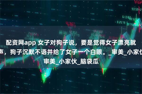 配资网app 女子对狗子说，要是觉得女子漂亮就“汪”一声，狗子沉默不语并给了女子一个白眼。_审美_小家伙_脑袋瓜